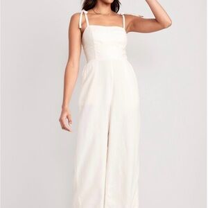 Old Navy Cream Tailored Jumpsuit